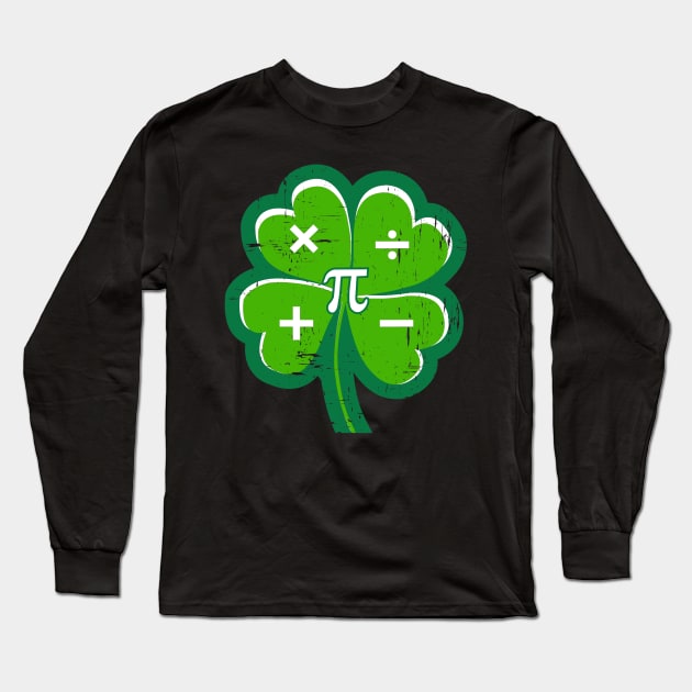 Irish Math Teacher Vintage Shamrock St Patricks Day Long Sleeve T-Shirt by FONSbually